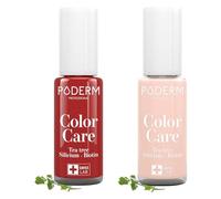 PODERM Nail Care Polish with Tea Tree - Red Allure & Powder Pink | Swiss Lab - 8ML | Enriched with Tea Tree, Silicon & Biotin | Purifies, Clarifies & Nourishes Yellow Nails | Created by a Podiatrist