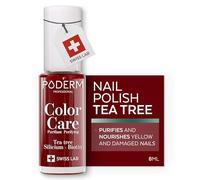 PODERM Nail Care Polish with Tea Tree - Red Allure | Swiss Lab - 8ML | Enriched with Tea Tree, Silicon & Biotin | Purifies, Clarifies & Nourishes Yellow Nails | Created by a Podiatrist