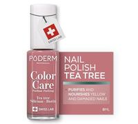PODERM Nail Care Polish with Tea Tree - Rosewood | Swiss Lab - 8ML | Enriched with Tea Tree, Silicon & Biotin | Purifies, Clarifies & Nourishes Yellow Nails | Created by a Podiatrist