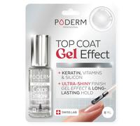 PODERM Top Coat Gel Effect Strengthening Nail Polish | Swiss Lab - 8ML | Ultra-Glossy Finish & Long-Lasting Wear | Strengthens Fragile Nails | Keratin, Biotin & Silicon | Created by a Podiatrist
