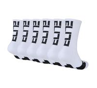Podinor Elite Basketball Crew Socks, Sports Athletic Performance Compression Cushion Socks for Men and Women, White - Elite Crew Socks (6 Pairs), M