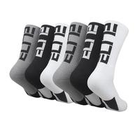 Podinor Elite Basketball Crew Socks, Sports Athletic Performance Compression Cushion Socks for Men and Women, Black/White/Grey - Elite Crew Socks (6 Pairs), M