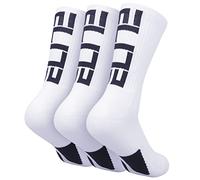 Podinor Elite Basketball Socks, Cushioned Athletic Sports Crew Socks for Men Boy Women Girl, 3 Pairs White-ct, One Size