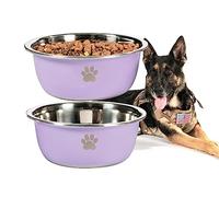Podinor Large Dog Water Bowl 2 Pack, 1.3 Gallons 170oz Stainless Steel Extra Large Dog Food Bowl for Big Giant Dogs, Purple