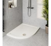 Podium® 1000 x 800 x 45mm White Bathroom Non Slip Tray for Enclosures Cubicles & Wet Room with Chrome Waste, Offset Quadrant Left Hand