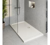Podium® 1200 x 760 x 45mm White Bathroom Non Slip Tray for Enclosures Cubicles & Wet Room with Chrome Waste, Rectangular