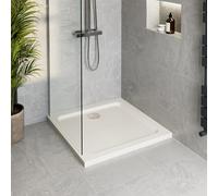 Podium® 760 x 760 x 45mm White Bathroom Non Slip Tray for Enclosures Cubicles & Wet Room with Waste, Square