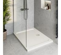 Podium® 900 x 800 x 45mm White Bathroom Non Slip Tray for Enclosures Cubicles & Wet Room with Chrome Waste, Rectangular