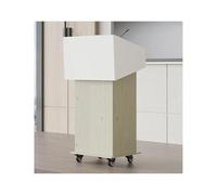 Podium, Floor Lectern Pulpits For Churches Multi Function Pulpit Mobile Lectern Podium Rolling Lectern Stand Wheeled Lectern With Storage Shelf Floor Standing Customer Reception(Wood,WITH DRAWER WHE