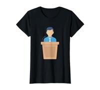 Podium Lectern Speech Lecture Debate Pulpit Oratory Value Graphic T-Shirt, Women, Black, XS