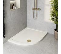 Podium Low Profile 1200 x 900mm Non-Slip Offset Quadrant Shower Tray with Brass Waste - LH Entry