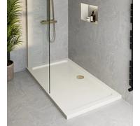 Podium Low Profile 1400 x 900mm Non-Slip Shower Tray with Brushed Brass Waste