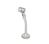 Podium Microphone Stand Holder Wall Mount with Flexible Gooseneck Arm 6inch,Thread Desktop Mount Insert, Multi-function DIY Holding Mic,Phone, Make-up Mirror,5/8male&Female5/8 in Silver.