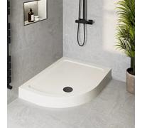 Podium Raised 1200 x 900mm Non-Slip Offset Quadrant Shower Tray with Black Waste - LH Entry