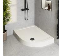 Podium Raised 1200 x 900mm Non-Slip Offset Quadrant Shower Tray with Black Waste - RH Entry