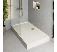 Podium Raised 900 x 800mm Non-Slip Shower Tray with Brushed Brass Waste