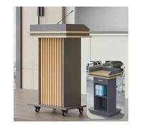 Podium Stand, Floor Standing Solid Wood Mobile Podium for Churches, Conferences, Weddings, Classrooms, Stable and Functional Design with Drawer and Caster