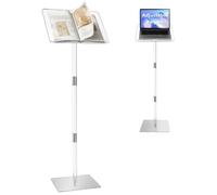 Podium Stand, Lecterns & Podiums, Acrylic Adjustable Angles with Metal Base, Podium for Church, Weddings, Classroom, Speech, 16" L x 12" W x 42.5" H (Clear)
