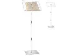 Podium Stand, Lecterns & Podiums, Acrylic Adjustable Angles with Metal Base, Podium for Church, Weddings, Classroom, Speech, 16" L x 12" W x 42.5" H (Clear)