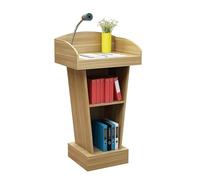 Podium Stand Modern Podium Stand Floor Standing Pulpits for Churches W/ 2 Storage Shelf Multi Functional MDF Reception Desk Podiums Has Many uses