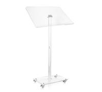 Podium Stand, Portable Clear Acrylic Podium Stand, Modern Lecterns & Podiums with 4 Lockable Wheels, for Weddings, Classroom, Concert, Church, Speech, 21.7" L x 15.7" W x 43.3"H