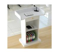 Podium Stand Portable Lecterns Wood Pulpits for Churches with Open 2 Tier Storage Podiums Reception Desk Floor Standing Podium Stand Has Many uses