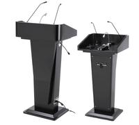 Podium Stand with Reading Surface & Microphone Floor Standing Presentation Podium for Churches Conferences Speeches WeddingsBlack 60x48x120cm
