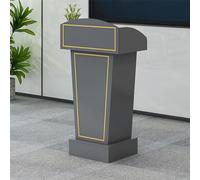 Podium, Wood Speaking Podium Storage Laptop, Conference Host Standing Pulpit Desk(Dark Gray)