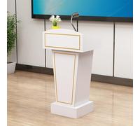 Podium, Wood Speaking Podium Storage Laptop, Conference Host Standing Pulpit Desk(White)