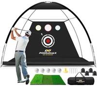 PodiuMax Golf Net, 10x7ft Golf Practice Net and Mat, Noise Reduce Target, 5 Balls, 4 Sandbags, Tee, Carry Bag, Hitting Nets for Backyard Garage, Indoor Driving Chipping, Gift for Men & Golfers