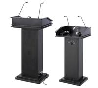 PodiumsständerAdjustable Presentation Podium with Reading Surface & Microphone Floorstanding Lectern for Churches Conferences Speeches Weddings Black 59x47x112cm