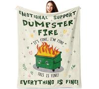 Podkde Emotional Support Dumpster Fire, Dumpster Fire Gifts Blanket 50"*60",Dumpster Fire Desk Accessories, Dumpster Fire Ornament, It's Fine I'm Fine Everything is Fine Throw Blanket