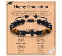 PODLEV 2026 Graduation Gifts Bracelet for Him Boys Men, College High School Senior Masters Degree PHD 5/6/8th Grade Graduation Cross Bracelet Decorations Gifts for Son Grandson Nephew Brother Friends