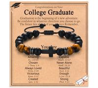PODLEV 2026 Graduation Gifts Bracelet for Him Men, College High School Senior Masters Degree PHD 5/6/8th Grade Graduation Cross Bracelet Decorations Gifts for Son Grandson Nephew Brother Friends, 7-10