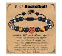 PODLEV Baseball/Basketball/Football/Soccer Bracelet Gifts for Boys- Adjustable Beaded Bracelet for Teen Boys, Christmas Birthday Graduation Gifts for Son Grandson Brother Nephew Friend Players Team, 7