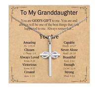 PODLEV Christian Gift, Infinity CZ Cross Necklace, Religious Gift Ideas for Women, Girls, Baptism, Birthday, Christmas, Daughter, Granddaughter, Niece, Goddaughter, Friends, Sisters, Brass, Cubic