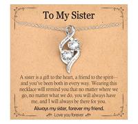 PODLEV Gift Necklace for Women Girls Double Cubic Zirconia Heart Pendant Silver Infinity Gift for Women Birthday Graduation Christmas Gift for Mom Daughter