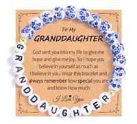 PODLEV Gifts for Women, Vintage Blue White Porcelain Stretch Beaded Bracelets for Best Friend Sister Mom Daughter Granddaughter, Dainty Christmas Birthday Mother's Day Anniversary Jewelry Gift for her