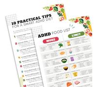 PODMemory 2PCS ADHD Food Guide & Helpful Dietary Tips for Better Focus, ADHD Food List Poster