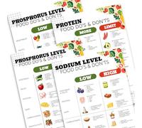 PODMemory 4PCS Low Potassium, Sodium, Phosphorus & Protein Food Guide Posters