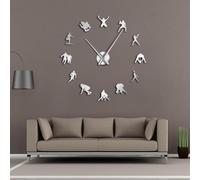 PODODO American Football DIY Giant Wall Clocks Acrylic Mirror Effect Boys Room Rugby Decor Big Needle Frameless Clock Watch Gift For Him