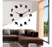PODODO American Football DIY Giant Wall Clocks Acrylic Mirror Effect Boys Room Rugby Decor Big Needle Frameless Clock Watch Gift For Him
