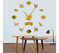 PODODO American Foxhound Silhouette Wall Clocks DIY Dog Breed Foxhound Adhesive Frameless Clock Kit Wall Stickers Large Wall Clock