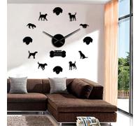PODODO American Foxhound Silhouette Wall Clocks DIY Dog Breed Foxhound Adhesive Frameless Clock Kit Wall Stickers Large Wall Clock