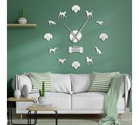 PODODO American Foxhound Silhouette Wall Clocks DIY Dog Breed Foxhound Adhesive Frameless Clock Kit Wall Stickers Large Wall Clock
