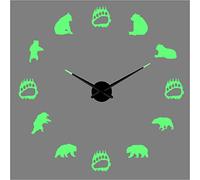 PODODO Bear Acrylic Silhouette Mirror Sticker DIY Wall Art 3D Giant noctilucent Wall Clock Mute Room Decoration Gift 37inch