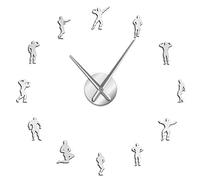 PODODO Bodybuilding Home Decor Art DIY Giant Wall Clock Motivation Training Sport GYM Decorative Hanging Wall Watch Bodybuilders Gift(Silver,27inch)