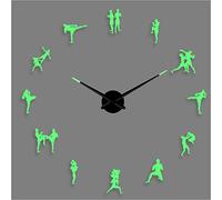 PODODO Boxing muay thai Acrylic Silhouette Mirror Sticker DIY Wall Art 3D Giant noctilucent Wall Clock Mute Room Decoration Gift 37inch