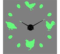 PODODO Chicken eggs Acrylic Silhouette Mirror Sticker DIY Wall Art 3D Giant noctilucent Wall Clock Mute Room Decoration Gift 37inch