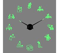 PODODO Chinese Acupuncture Massage Acrylic Silhouette Mirror Sticker DIY Wall Art 3D Giant noctilucent Wall Clock Mute Room Decoration Gift 47inch